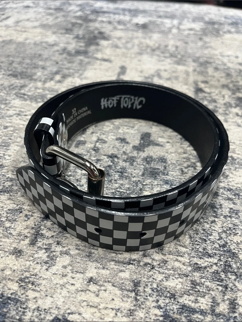 Hot Topic Black & White Checkered Men's Belt